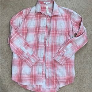 Madewell Pink Plaid Button Down Shirt